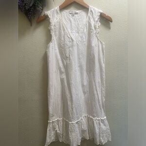 Madewell White Garden V-Neck Eyelet Shift Mini Dress